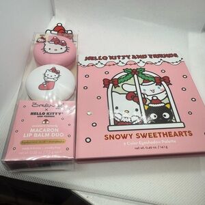 Hello Kitty Macaron Lip Balm Set and Snowy Sweethearts  Eyeshadow Palette